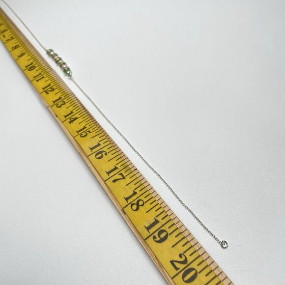 Stunning Pink Green Glass Pearl Beaded Bar Chain Necklace Earrings Bracelet Set - Picture 6 of 8